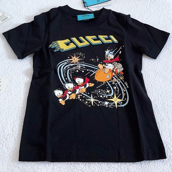 GUCCI X DISNEY DONALD DUCK Rocket Embroidered Logo Cotton Jersey T-shirt - Picture 2 of 16